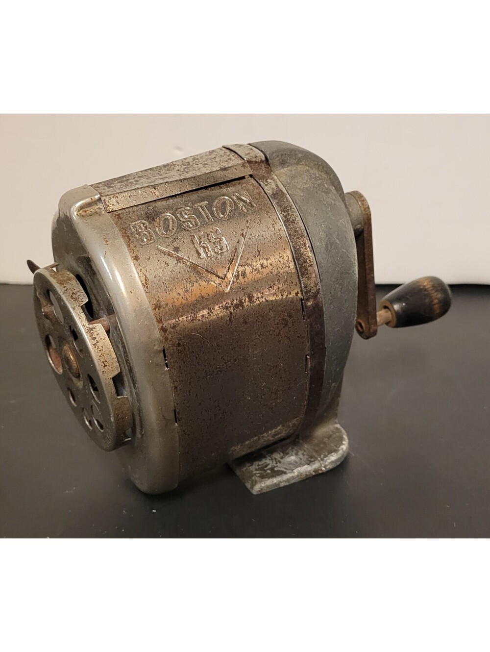 Vintage Boston KS Metal Wall Mount Pencil Sharpener Hand Crank School Office